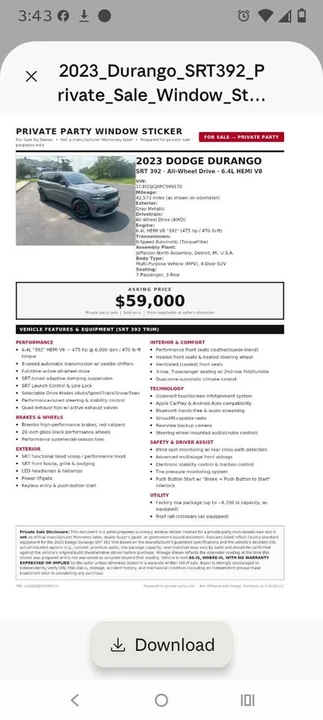 2023 Dodge Durango SRT Hellcat 3rd Gen - Image 2 of 19