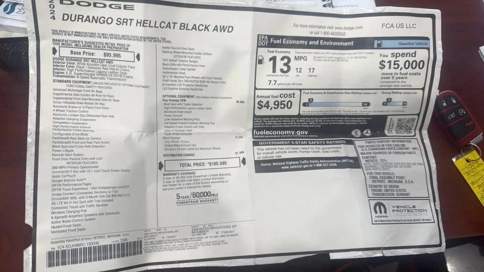 2023 Dodge Durango SRT Hellcat 3rd Gen - Image 20 of 20