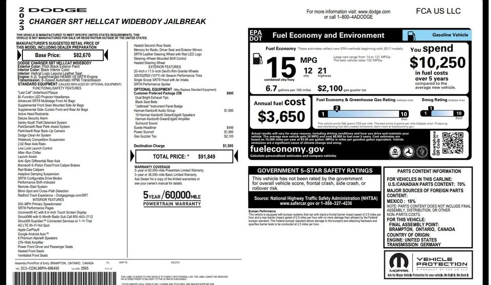 2023 Dodge Challenger SRT Hellcat 3rd Gen - Image 19 of 19