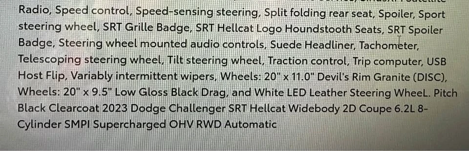 2023 Dodge Challenger SRT Hellcat 3rd Gen - Image 12 of 13