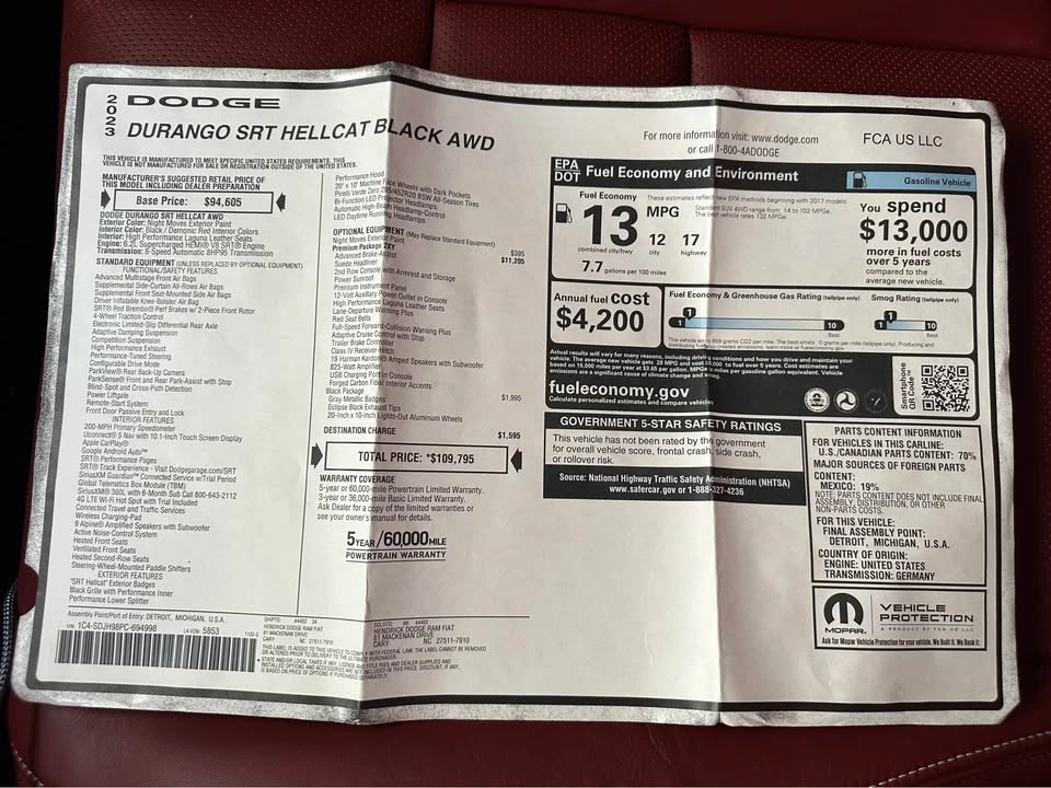 2023 Dodge Durango SRT Hellcat 3rd Gen - Image 15 of 20
