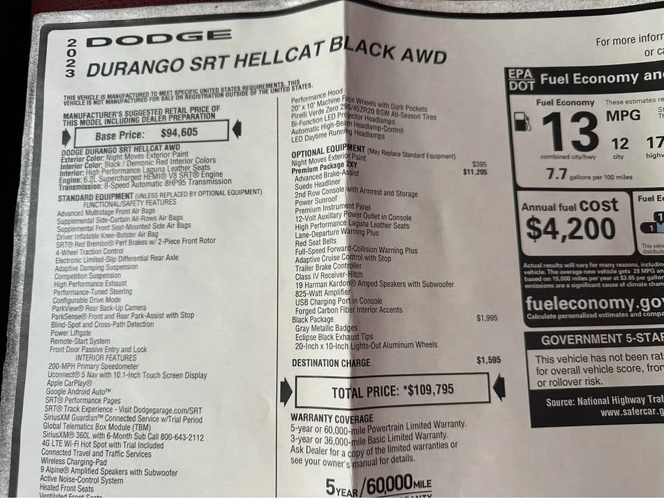 2023 Dodge Durango SRT Hellcat 3rd Gen - Image 16 of 20