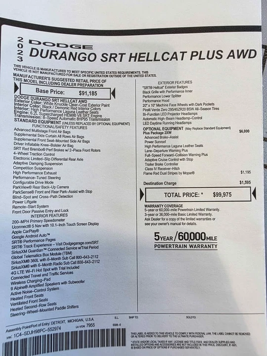 2023 Dodge Durango SRT Hellcat 3rd Gen - Image 13 of 13