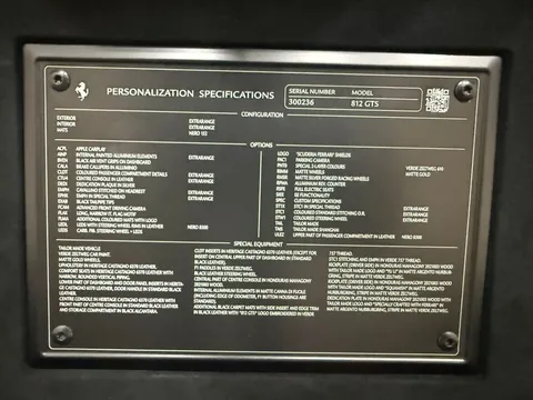 2023 Ferrari 812 GTS Convertible Tailor Made