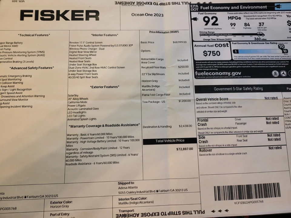 2023 Fisker Ocean - Image 10 of 12