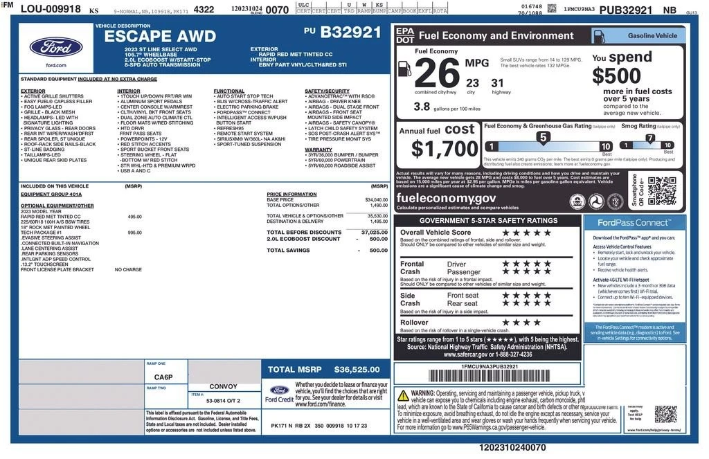 2023 Ford Escape - Image 2 of 2