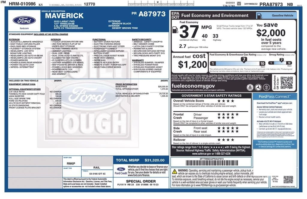 2023 Ford Maverick - Image 2 of 2