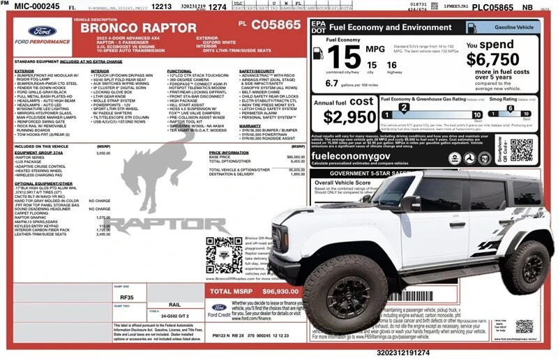 2023 Ford Bronco Raptor 6th Gen - Image 2 of 20