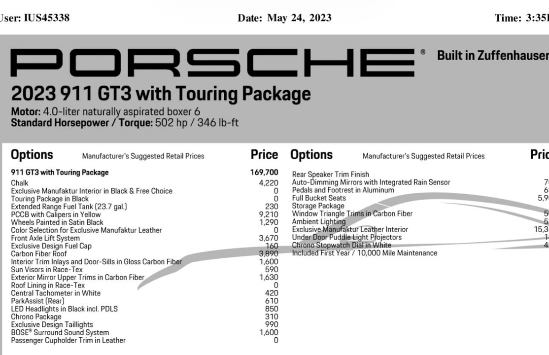 2023 Porsche 992 GT3 Touring - Image 3 of 4