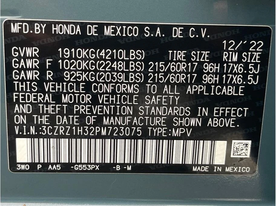 2023 Honda HR-V 3rd Gen - Image 16 of 18