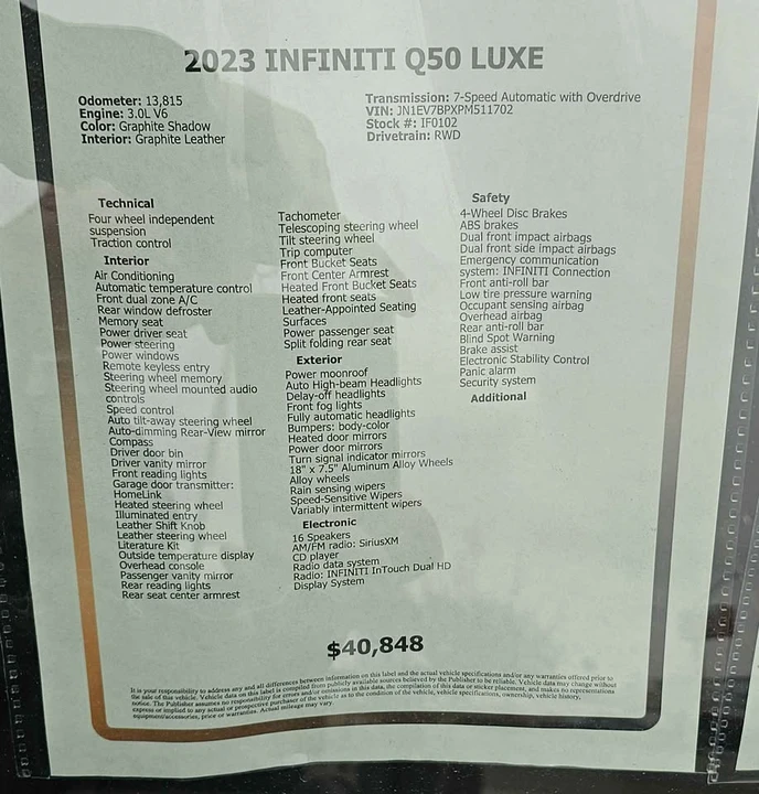 2023 Infiniti Q50 - Image 16 of 16