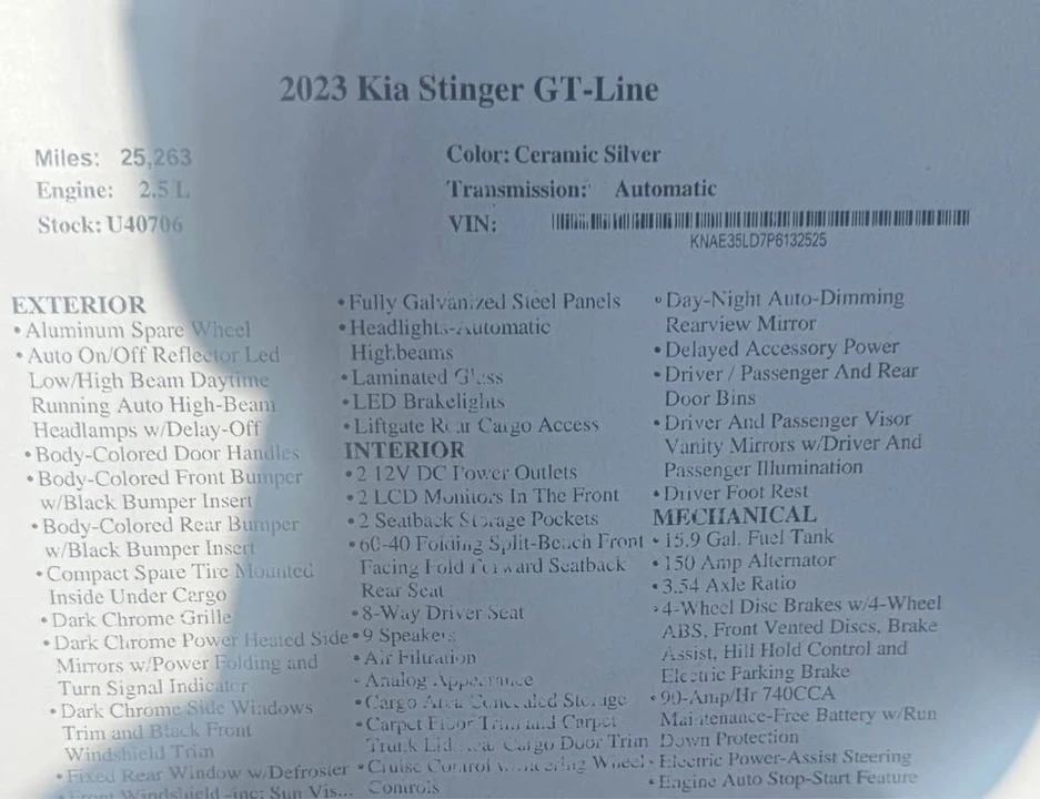 2023 Kia Stinger - Image 11 of 11