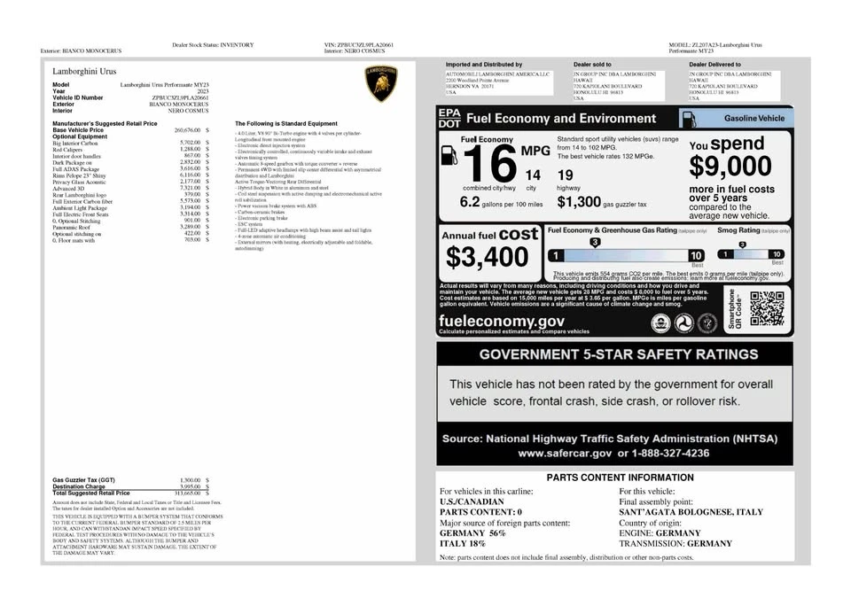 2023 Lamborghini Urus Performante - Image 3 of 17
