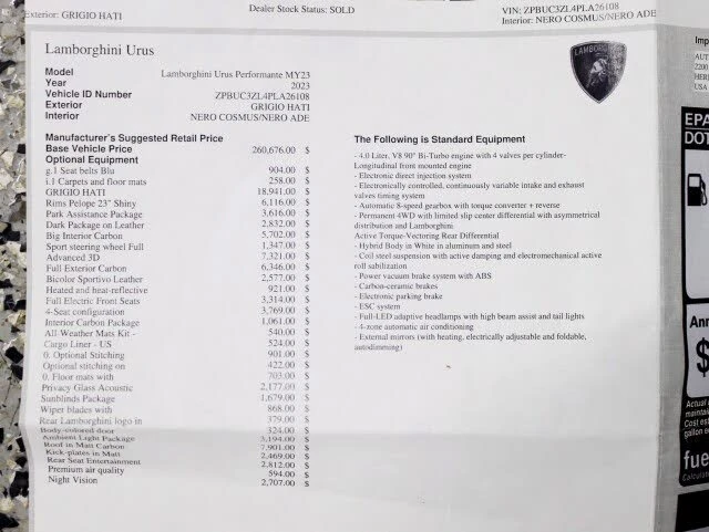 2023 Lamborghini Urus Performante - Image 2 of 31