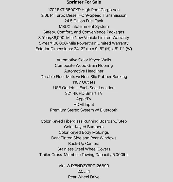 2023 Mercedes-Benz VS30 Sprinter - Image 20 of 20