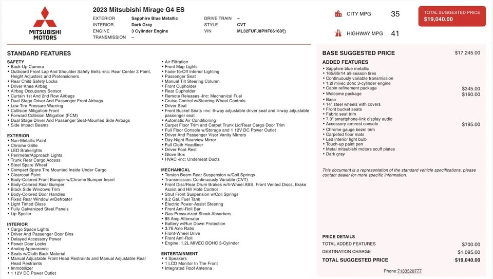 2023 Mitsubishi Mirage 6th Gen - Image 4 of 20