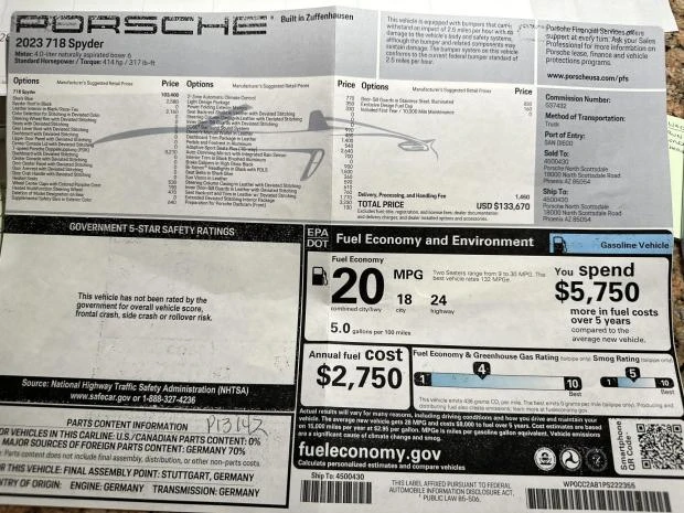 2023 Porsche 718 Boxster Spyder - Image 8 of 8