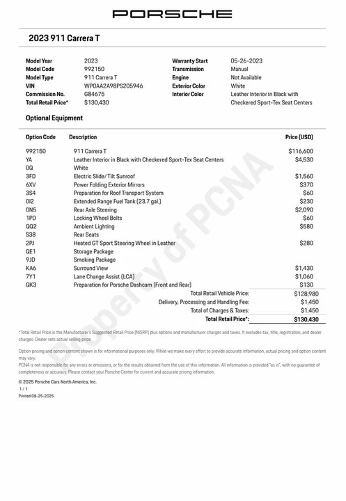 2023 Porsche 992 Carrera T - Image 14 of 14