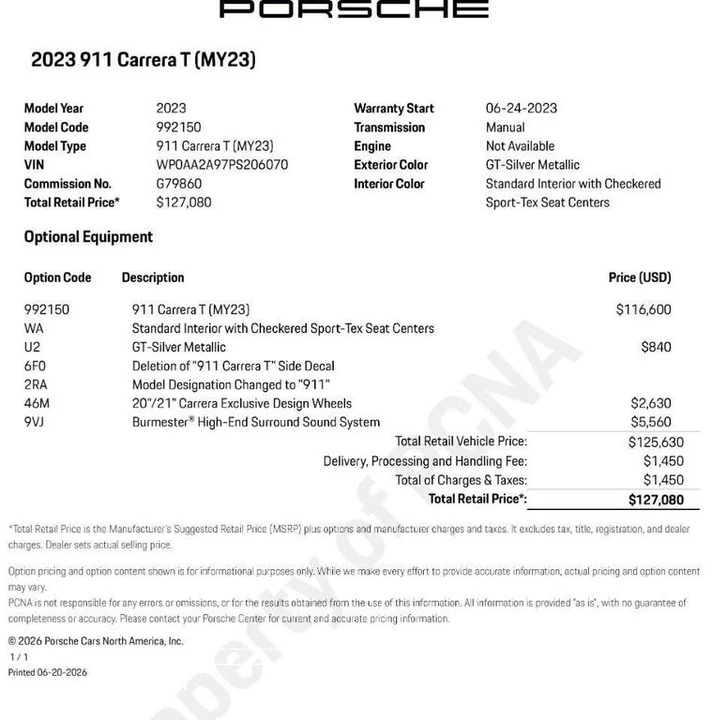 2023 Porsche 992 Carrera T - Image 29 of 29