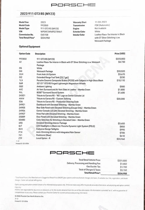 2023 Porsche 992 GT3 RS - Image 20 of 20