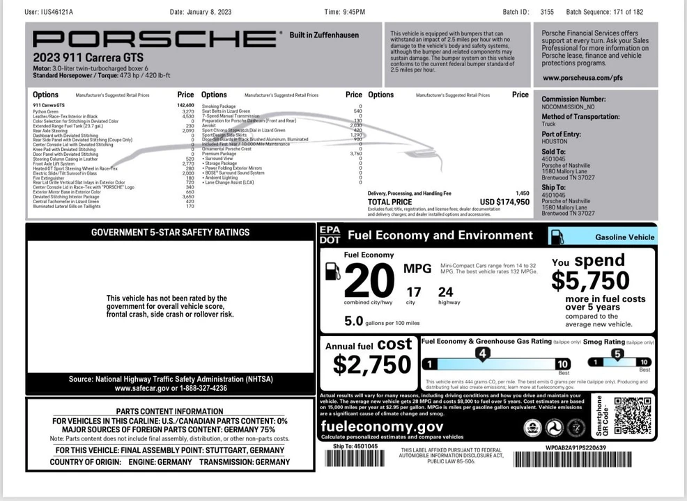 2023 Porsche 992 Carrera GTS - Image 9 of 12