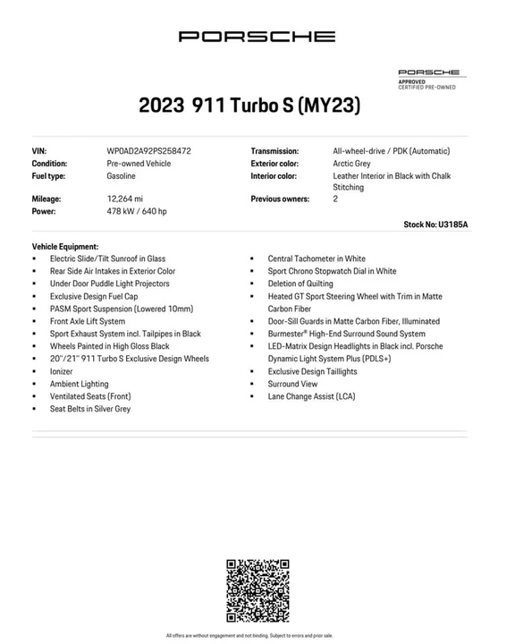 2023 Porsche 992 Turbo S - Image 2 of 13