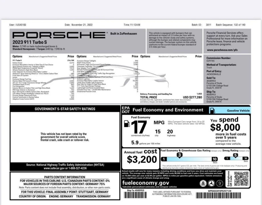 2023 Porsche 992 Turbo S - Image 12 of 12