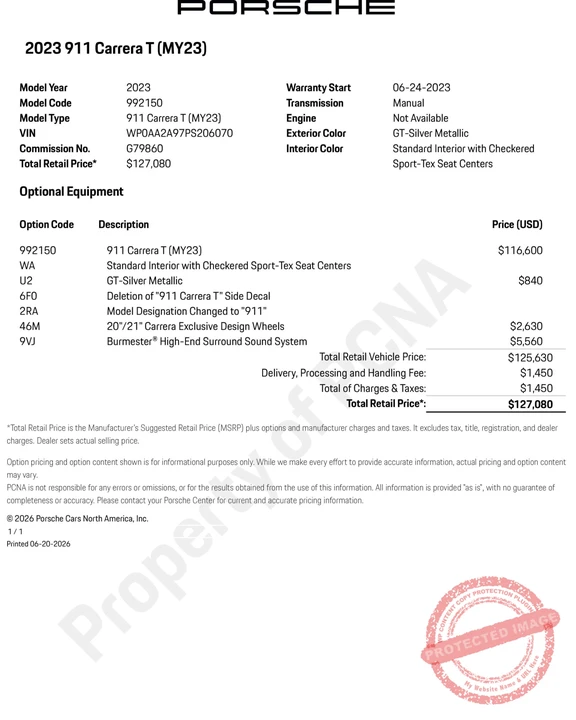 2023 Porsche 992 Carrera T - Image 28 of 28