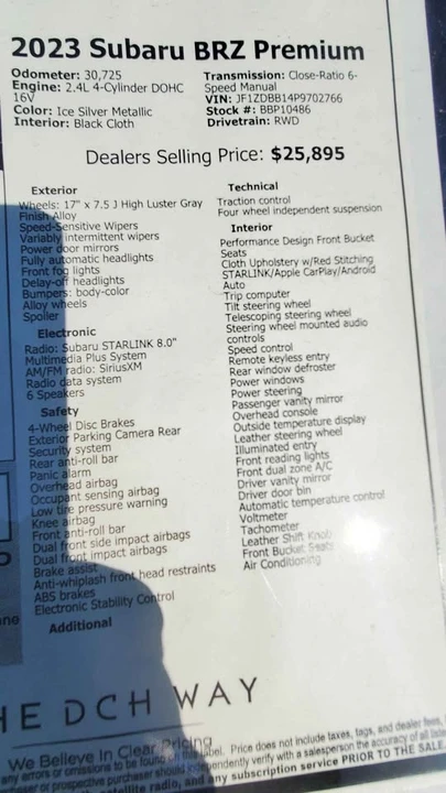2023 Subaru BRZ 2nd Gen - Image 9 of 10