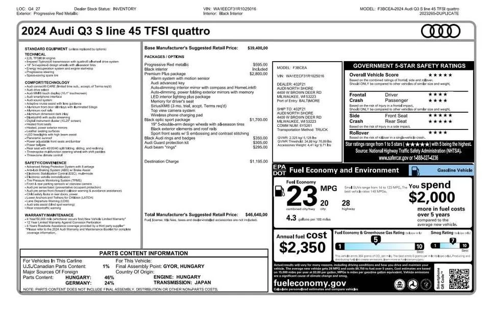 2024 Audi F3 Q3 - Image 19 of 19