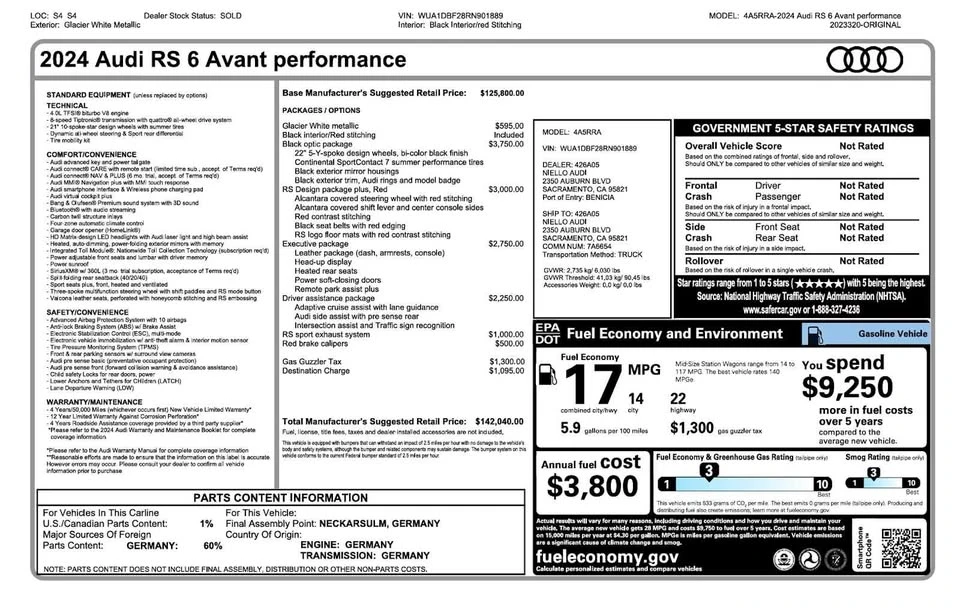 2024 Audi C8 RS6 - Image 3 of 19
