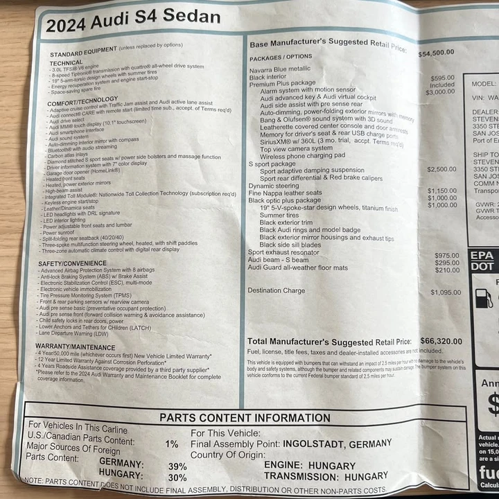 2024 Audi B9 S4 - Image 18 of 19