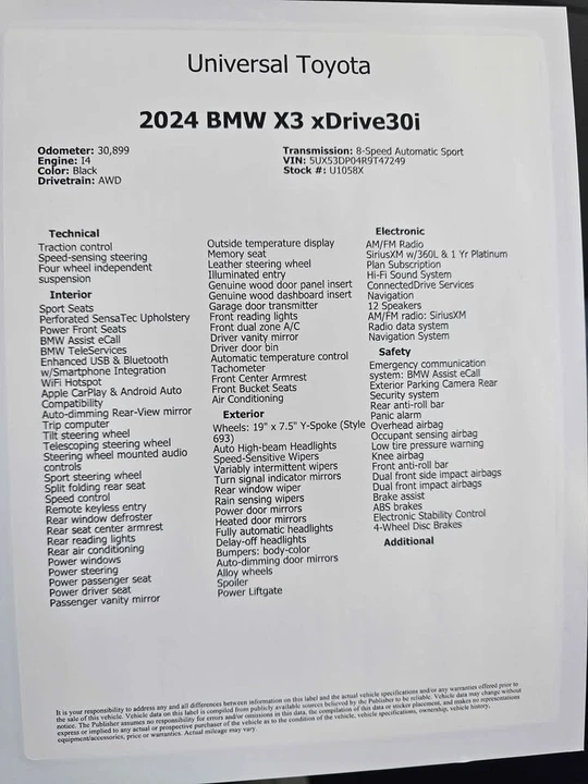 2024 BMW G01 X3 - Image 15 of 15