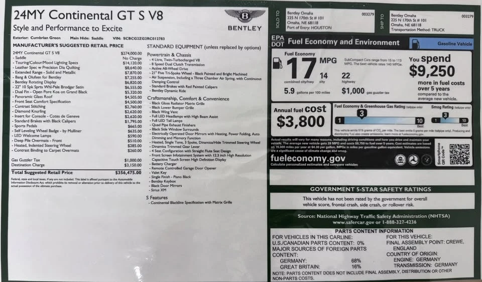 2024 Bentley Continental GT 3rd Gen - Image 16 of 16