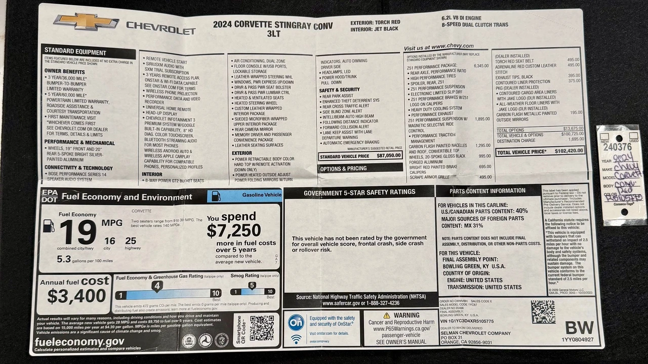 2024 Chevrolet Corvette C8 - Image 1 of 30