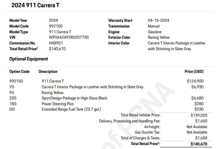 2024 Porsche 992 Carrera T - Image 5 of 5
