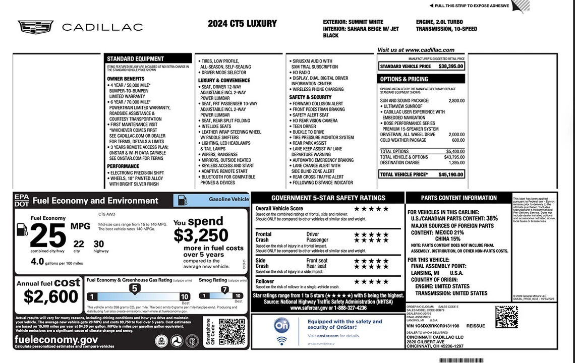 2024 Cadillac CT5 - Image 7 of 21