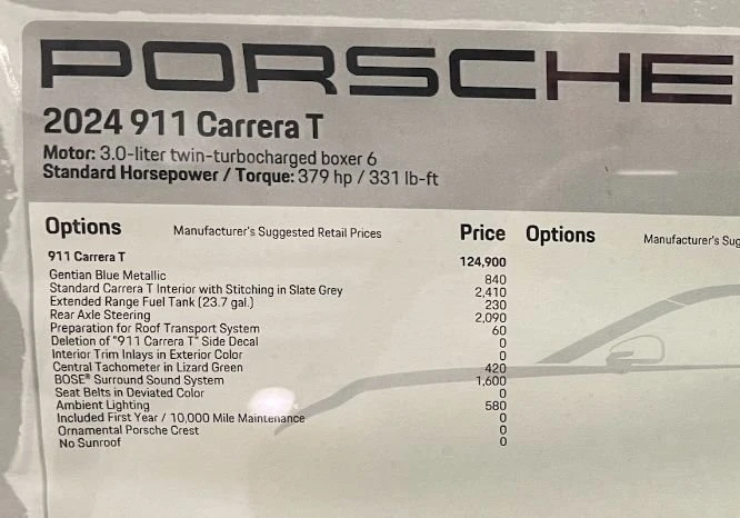 2024 Porsche 992 Carrera T - Image 2 of 8