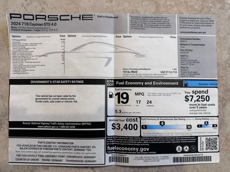 2024 Porsche 718 Cayman GTS 4.0 - Image 20 of 20