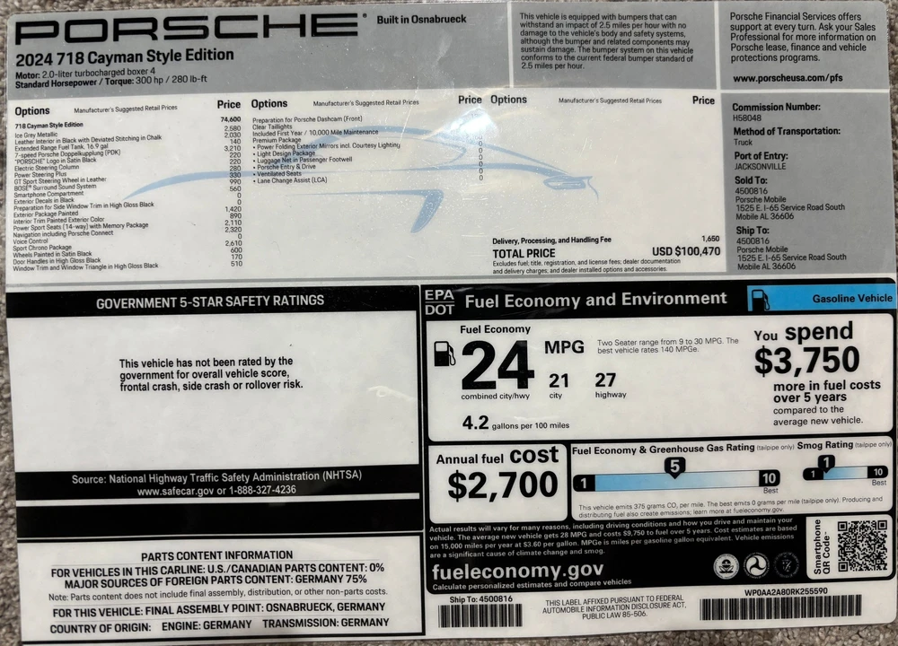 2024 Porsche 718 Cayman - Image 5 of 5