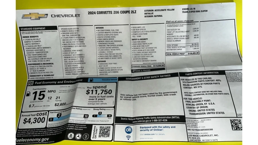 2024 Chevrolet Corvette C8 Z06 - Image 18 of 19