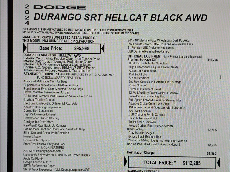 2024 Dodge Durango SRT Hellcat 3rd Gen - Image 22 of 31