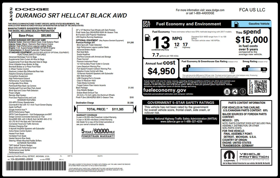 2024 Dodge Durango SRT Hellcat 3rd Gen - Image 8 of 21