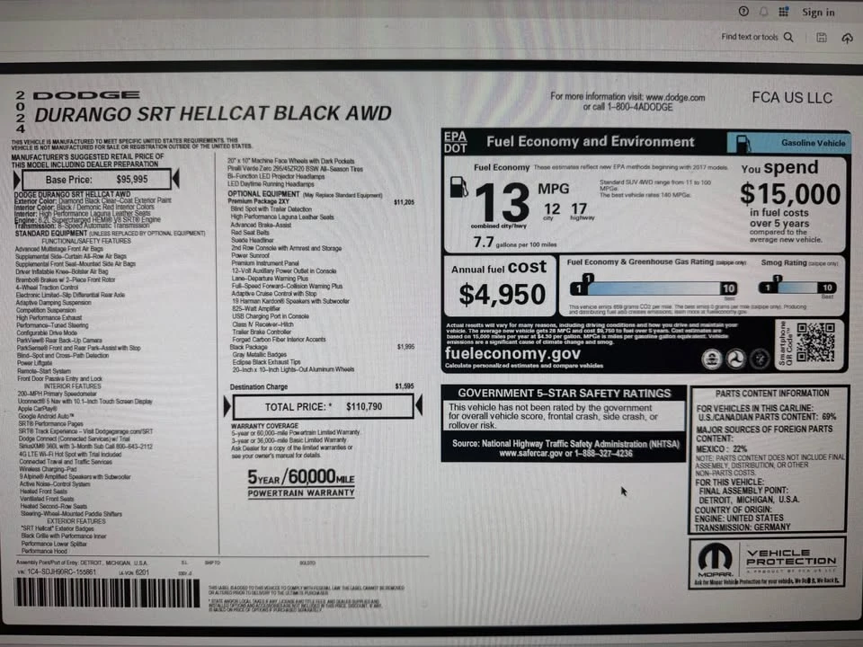 2024 Dodge Durango SRT Hellcat 3rd Gen - Image 12 of 12