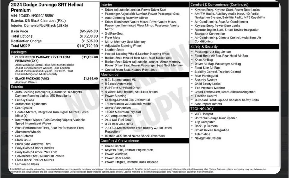 2024 Dodge Durango SRT Hellcat 3rd Gen - Image 11 of 11