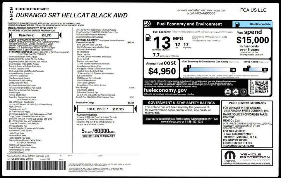 2024 Dodge Durango SRT Hellcat 3rd Gen - Image 8 of 19