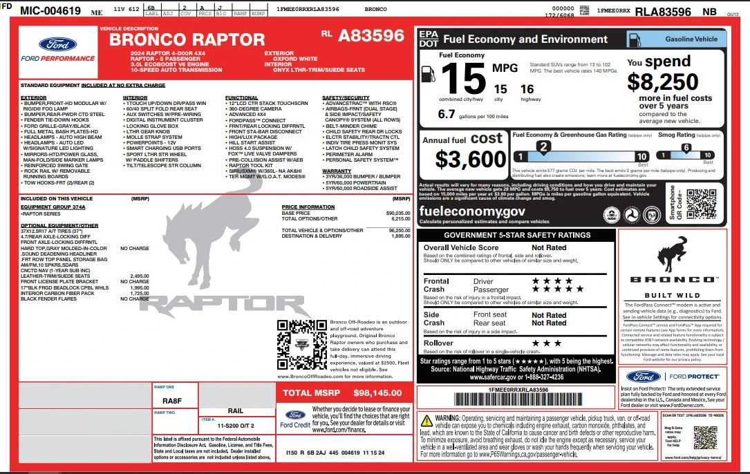 2024 Ford Bronco Raptor 6th Gen - Image 17 of 17