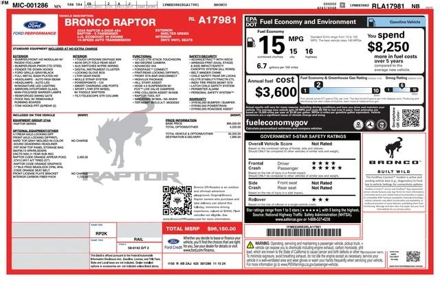 2024 Ford Bronco Raptor 6th Gen - Image 3 of 20
