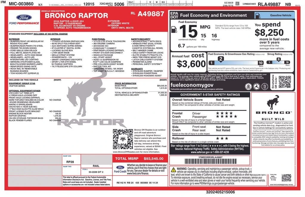 2024 Ford Bronco Raptor 6th Gen - Image 13 of 13