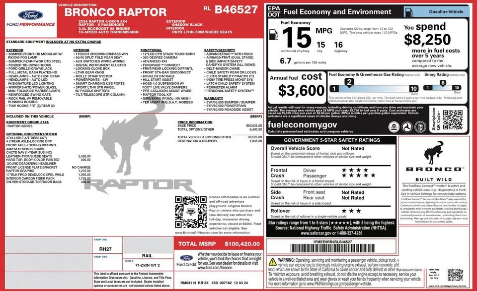 2024 Ford Bronco Raptor 6th Gen - Image 7 of 7
